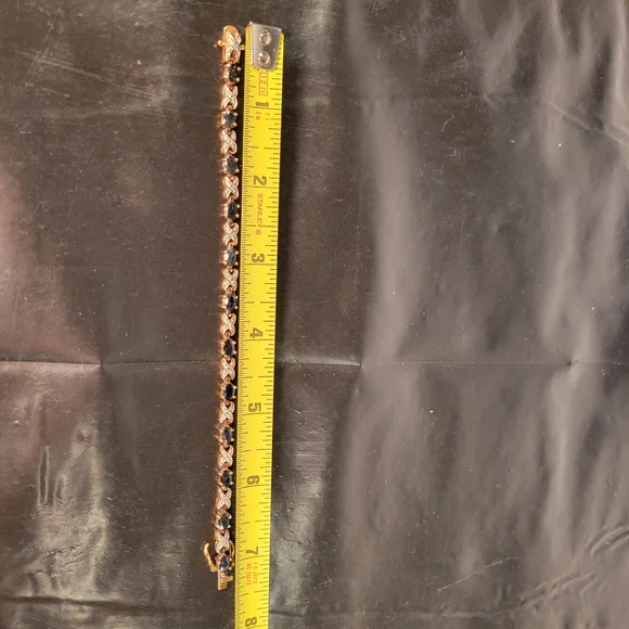 Sold...Vintage Sterling Silver Tennis Bracelet Diamond & Sapphire X's & O's 7 in - Picture 14 of 15